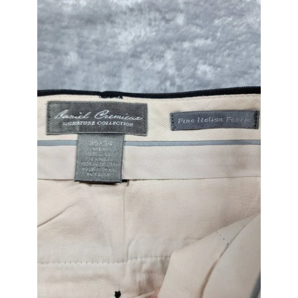 Daniel Cremieux black striped Flat Front‎ Wool Suit Dress Pants 36x27, hemmed